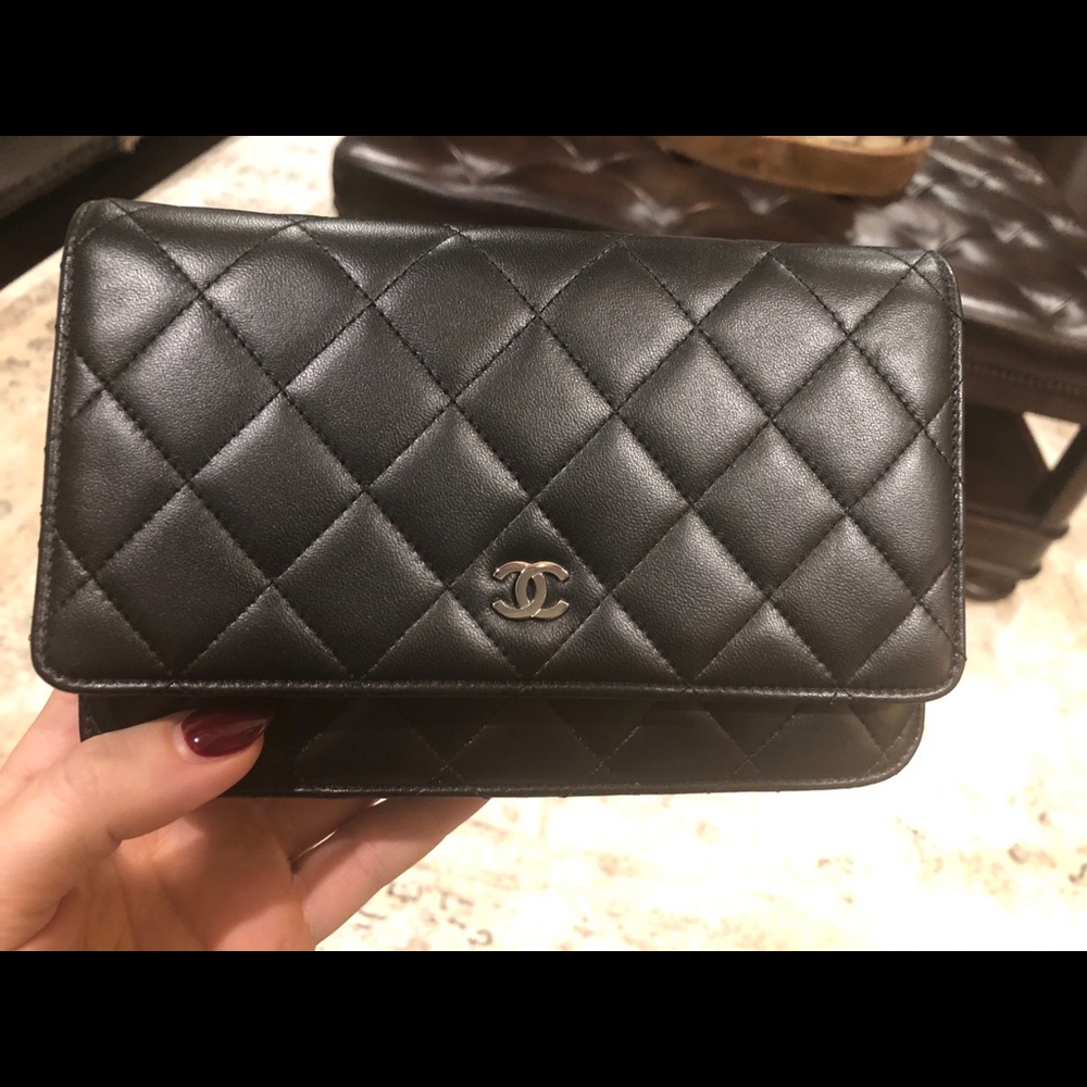Chanel WOC Black Lambskin silver Hardware